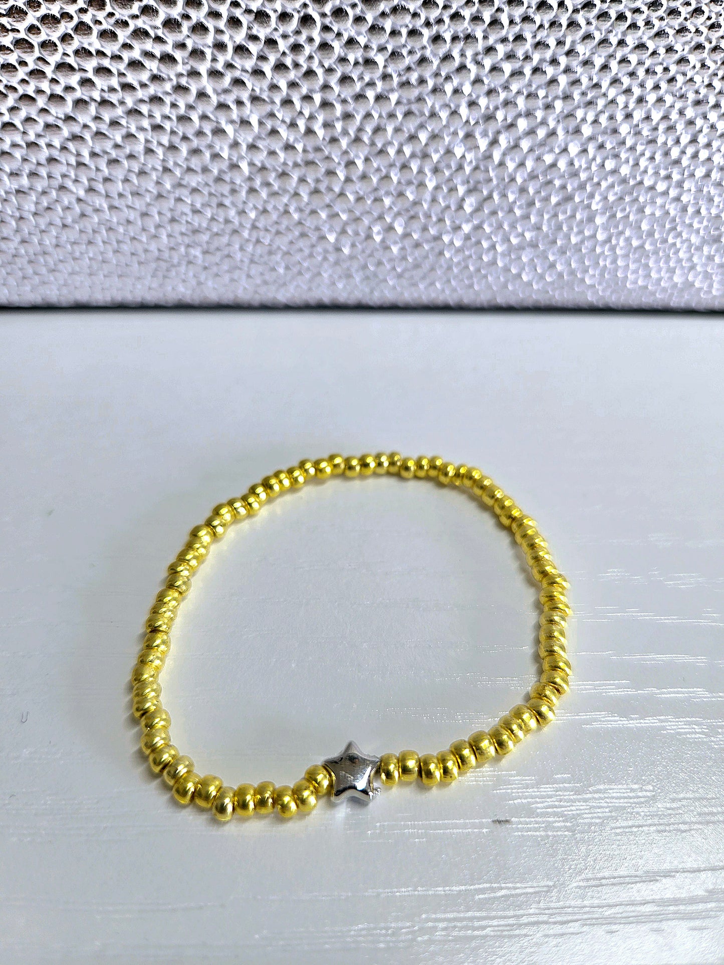 Metal Star Charm Beaded Stretch Bracelet