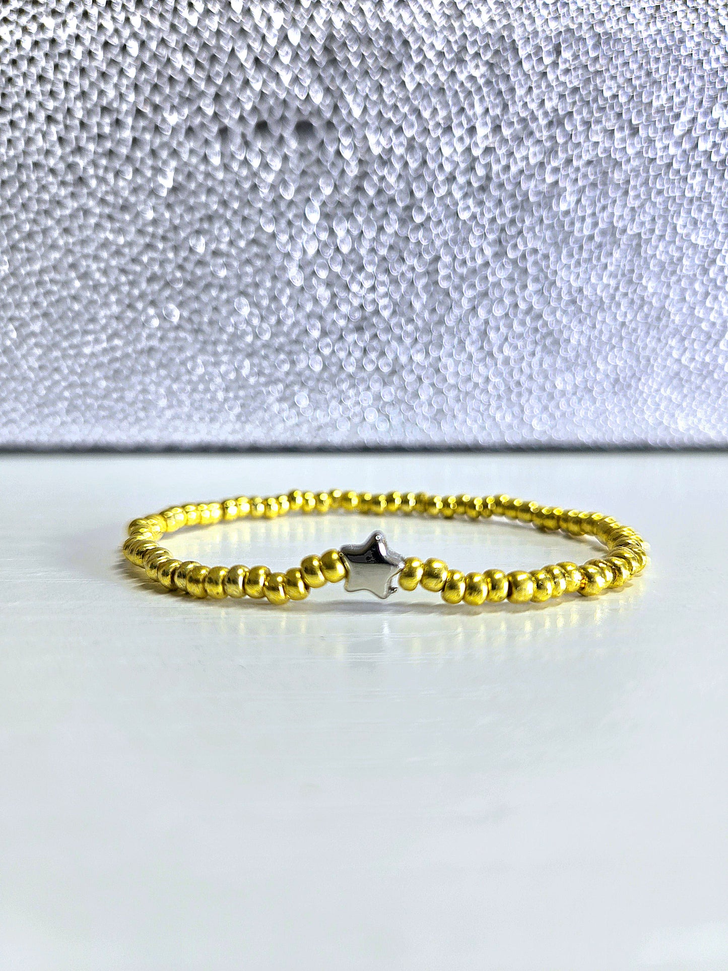 Metal Star Charm Beaded Stretch Bracelet