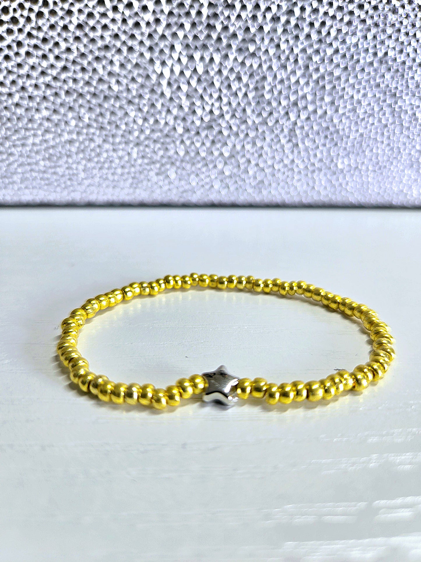 Metal Star Charm Beaded Stretch Bracelet