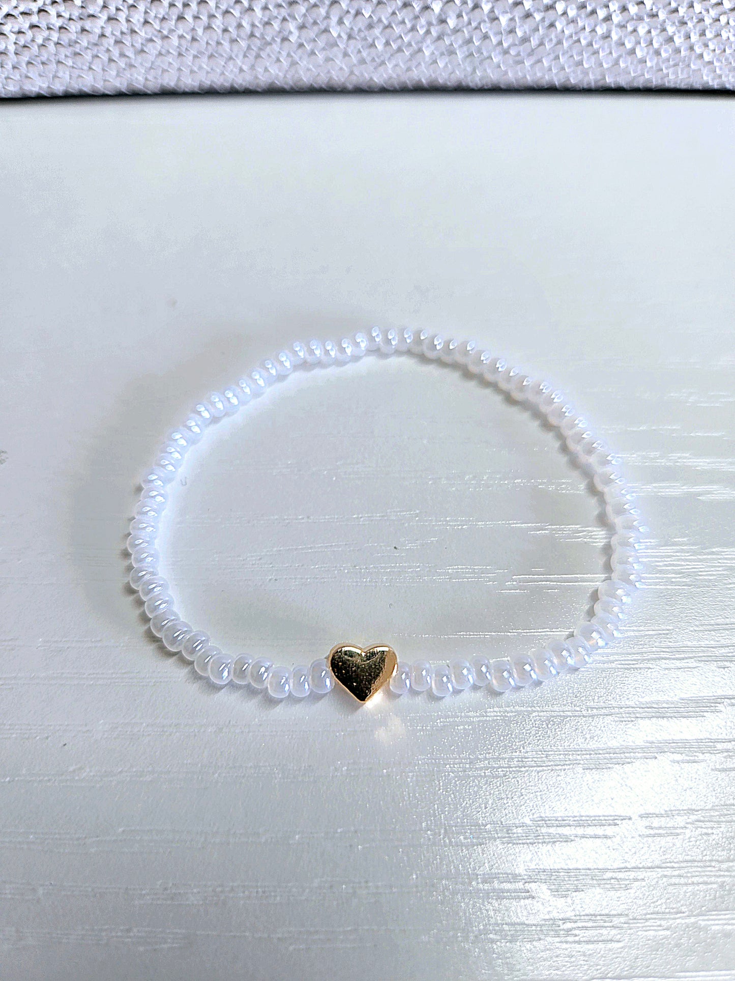 Heart Charm Beaded Stretch Bracelet