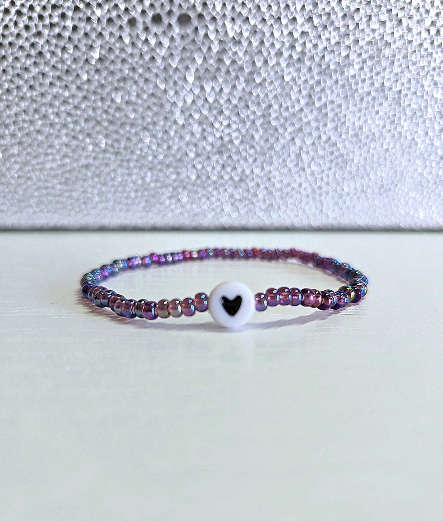 Heart Charm Beaded Stretch Bracelet