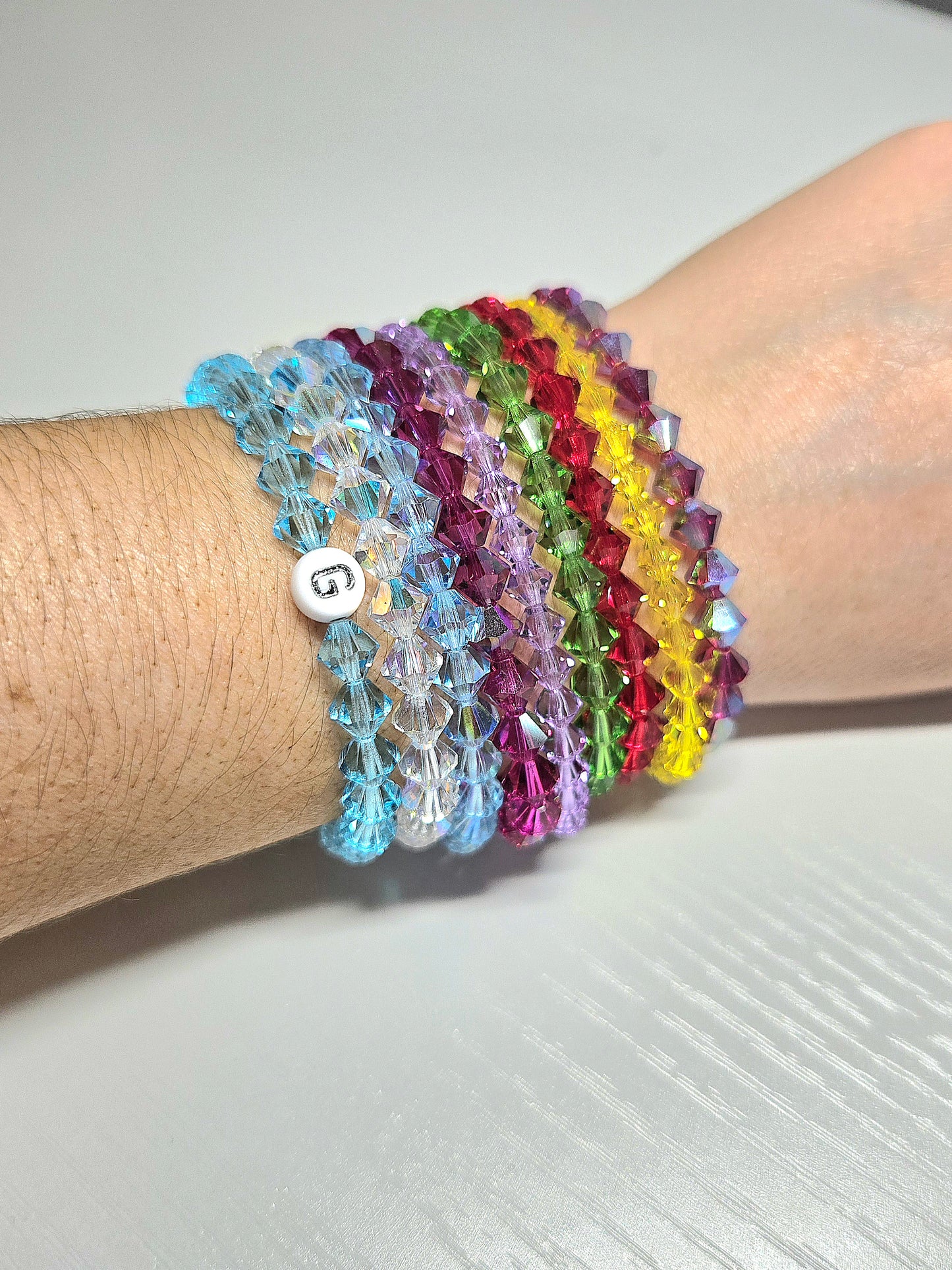 Personalised Bicone Preciosa Crystals Stretch Bead Bracelet