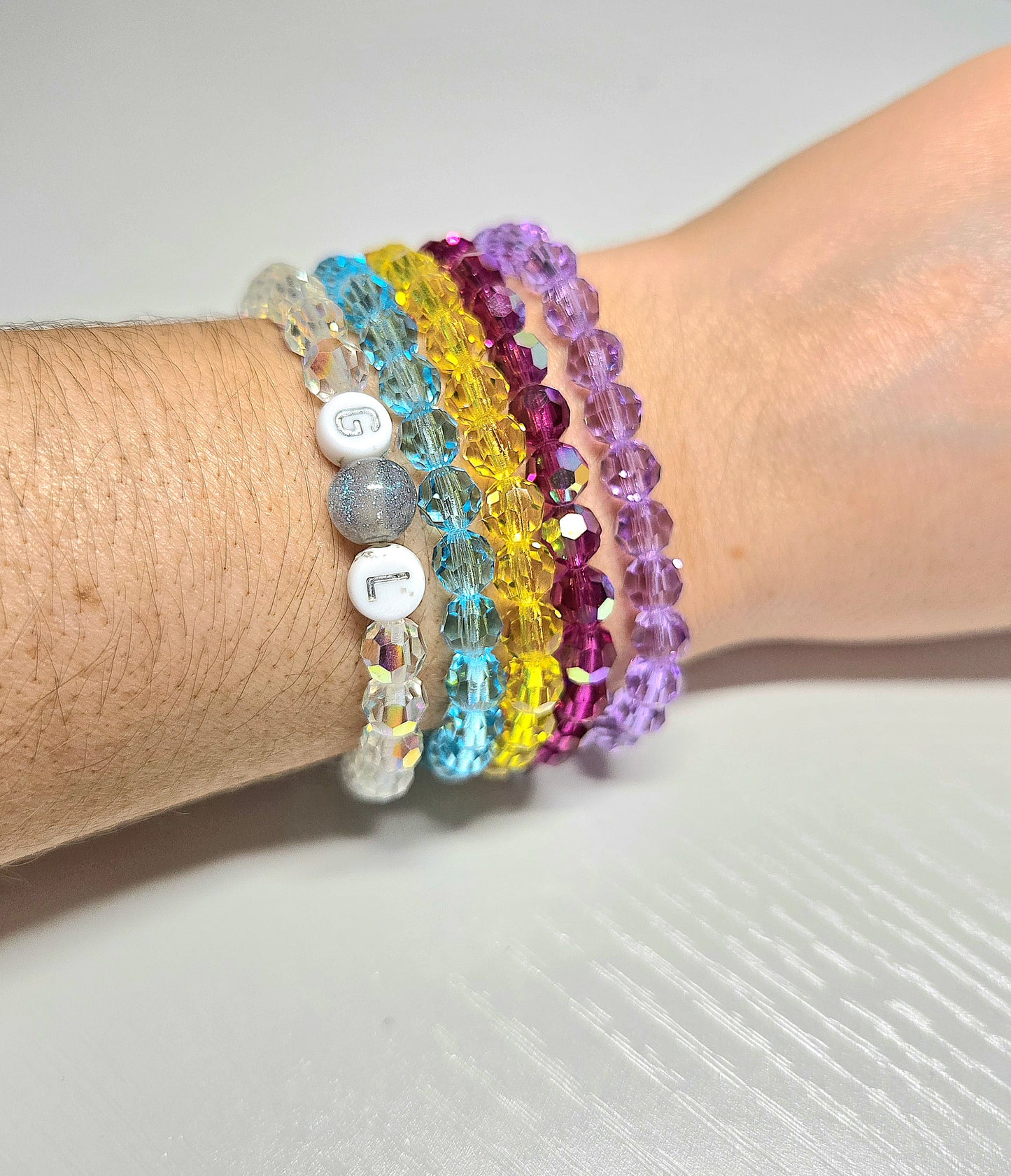Personalised Round Preciosa Crystals Stretch Bead Bracelet