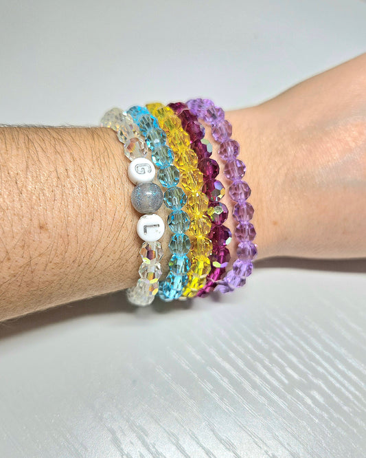 Personalised Round Preciosa Crystals Stretch Bead Bracelet
